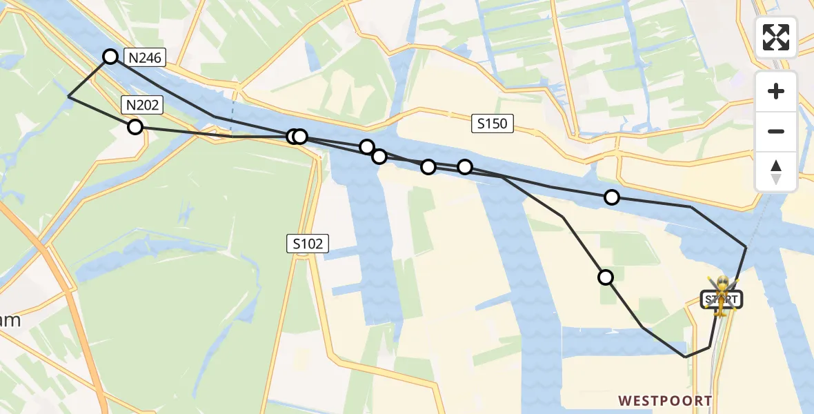 Vluchtroute Traumahelikopter Amsterdam Heliport - Amsterdam Heliport, 13 september 2023, 05:39