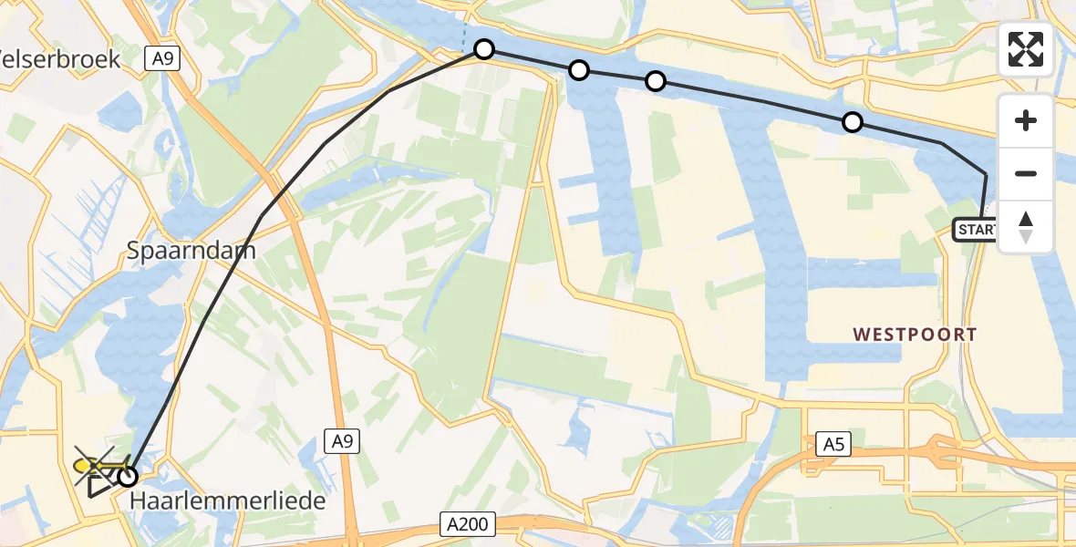 Routekaart van de vlucht: Lifeliner 1 naar Haarlem