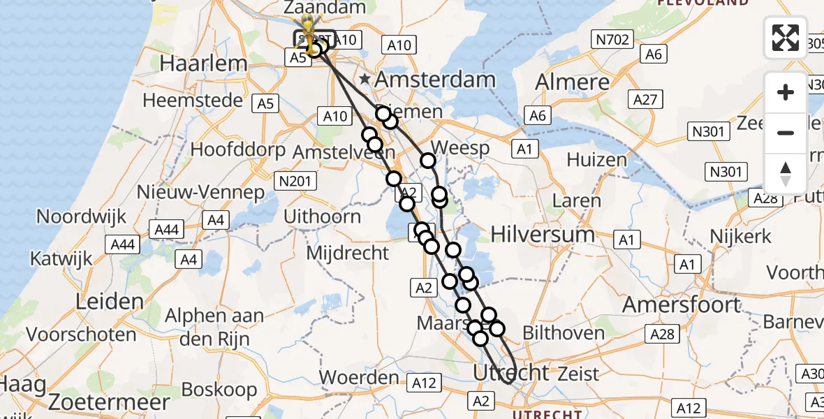 Vluchtroute Traumahelikopter Amsterdam Heliport - Amsterdam Heliport, 13 september 2023, 08:00