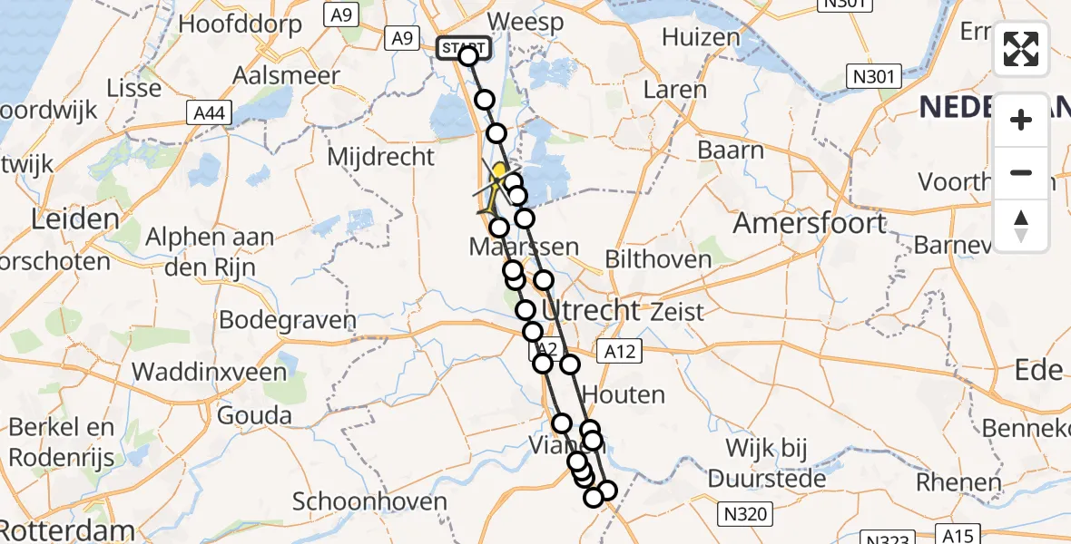 Routekaart van de vlucht: Lifeliner 1 naar Breukelen