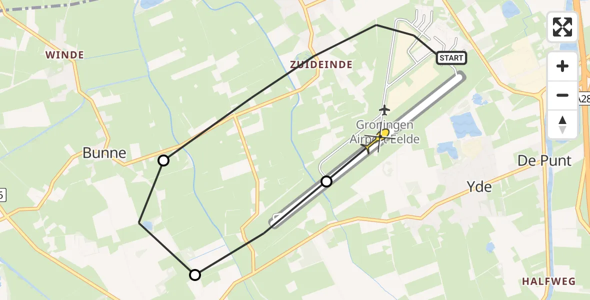 Routekaart van de vlucht: Lifeliner 4 naar Groningen Airport Eelde