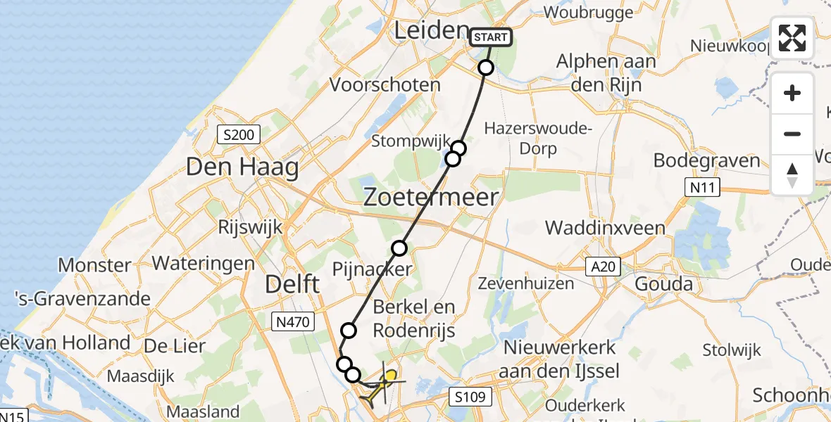 Routekaart van de vlucht: Lifeliner 2 naar Rotterdam The Hague Airport