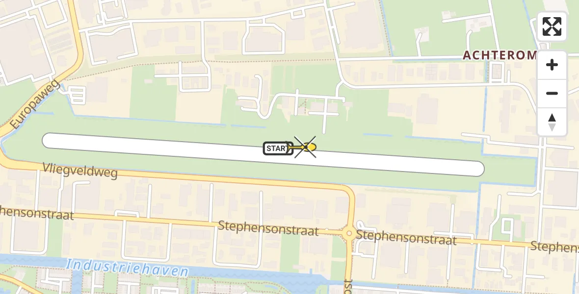 Routekaart van de vlucht: Politiehelikopter naar Vliegveld Hoogeveen