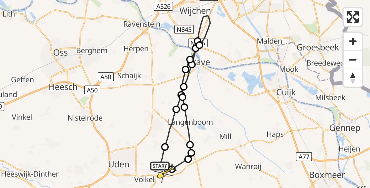 Routekaart van de vlucht: Lifeliner 3 naar Vliegbasis Volkel