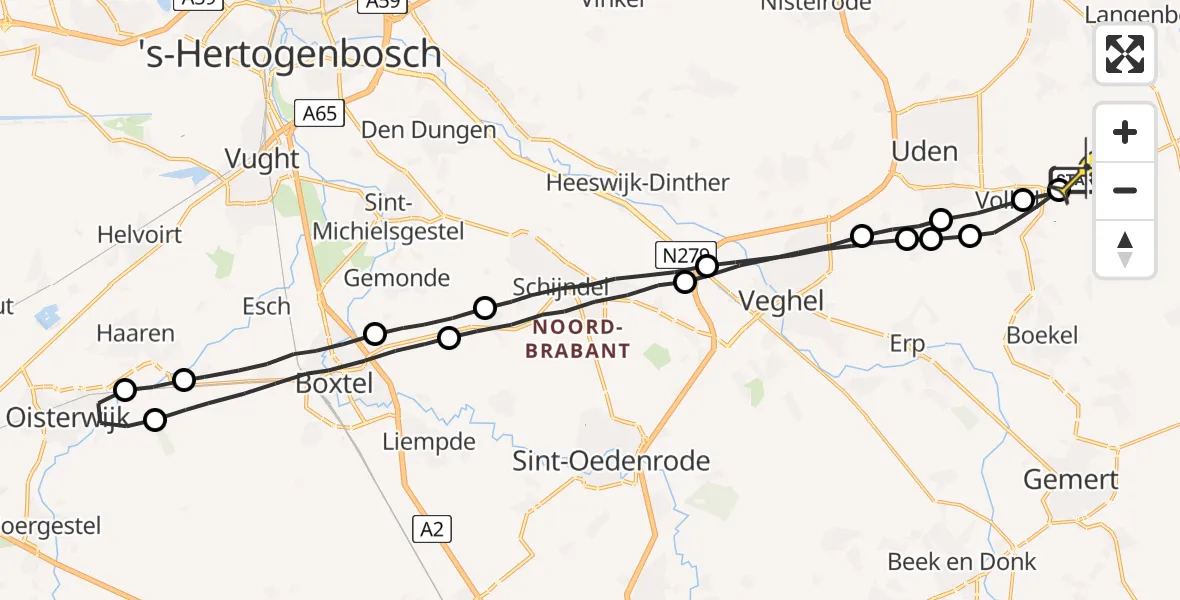 Routekaart van de vlucht: Lifeliner 3 naar Vliegbasis Volkel