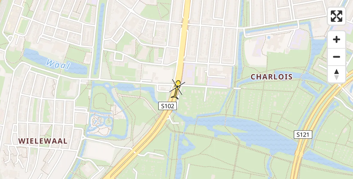 Vluchtroute Traumahelikopter van Rotterdam naar Rotterdam
