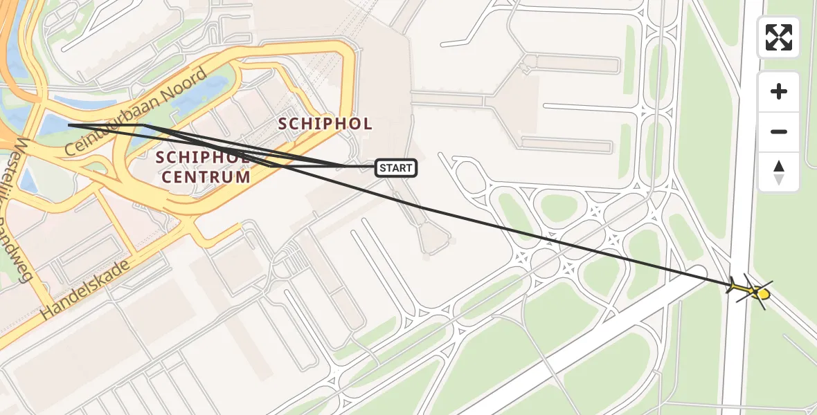Routekaart van de vlucht: Politiehelikopter naar Luchthaven Schiphol