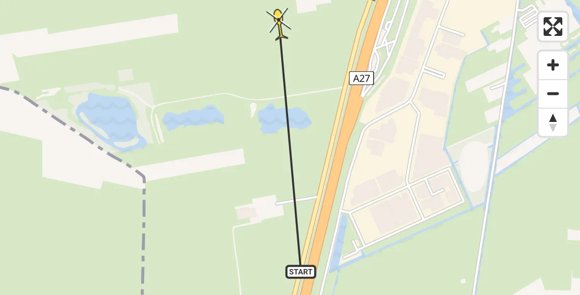 Routekaart van de vlucht: Traumahelikopter naar Meerkerk