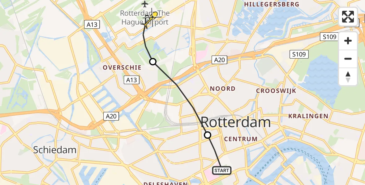 Routekaart van de vlucht: Lifeliner 2 naar Rotterdam The Hague Airport