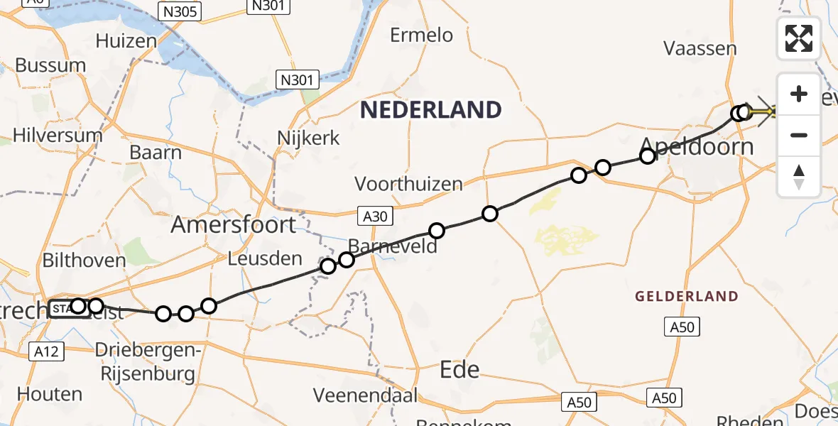 Routekaart van de vlucht: Lifeliner 4 naar Vliegveld Teuge