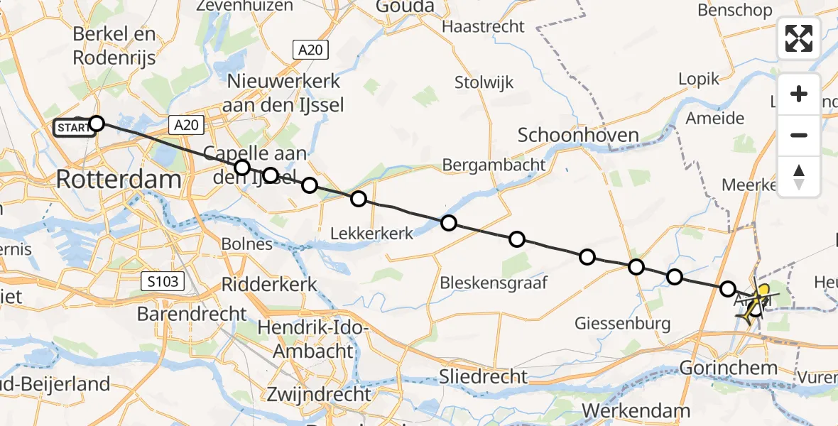 Routekaart van de vlucht: Lifeliner 2 naar Arkel