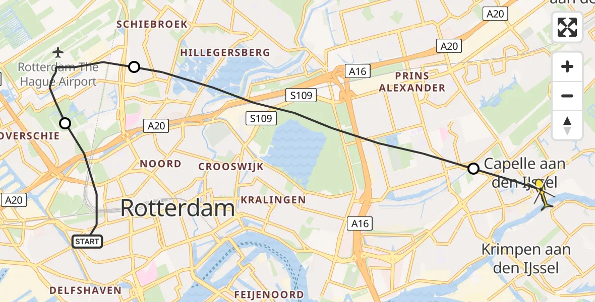 Routekaart van de vlucht: Lifeliner 2 naar Capelle aan den IJssel