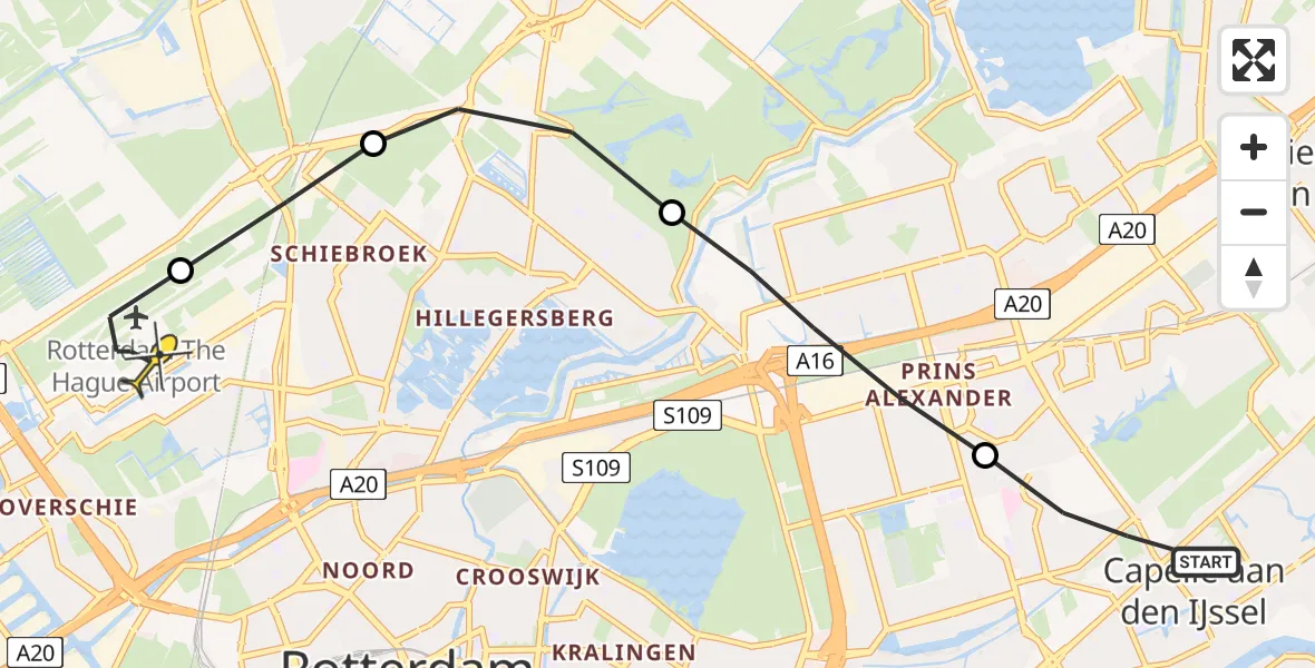 Routekaart van de vlucht: Lifeliner 2 naar Rotterdam The Hague Airport