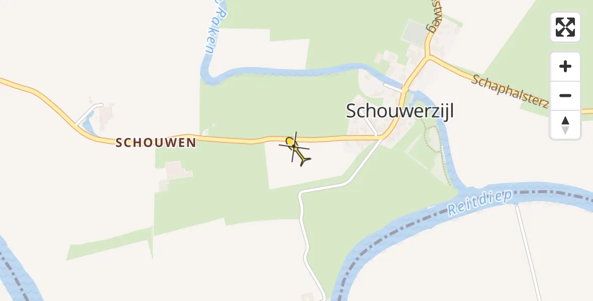 Routekaart van de vlucht: Lifeliner 4 naar Schouwerzijl
