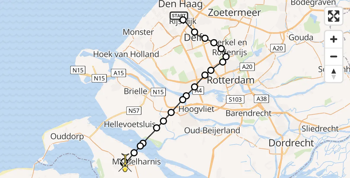 Routekaart van de vlucht: Lifeliner 2 naar Sommelsdijk