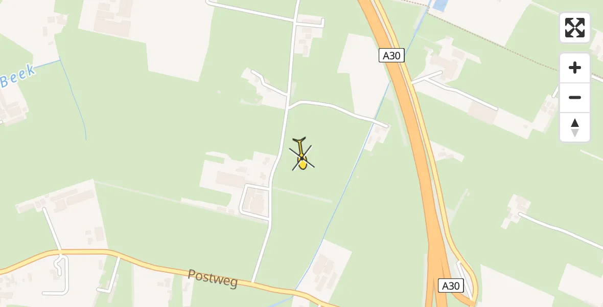 Vluchtroute Traumahelikopter van Lunteren naar Lunteren