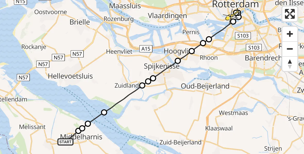 Routekaart van de vlucht: Lifeliner 2 naar Erasmus MC