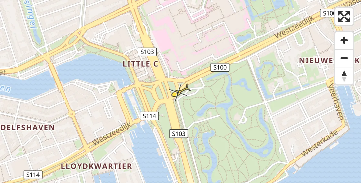 Vluchtroute Traumahelikopter van Erasmus MC naar Erasmus MC