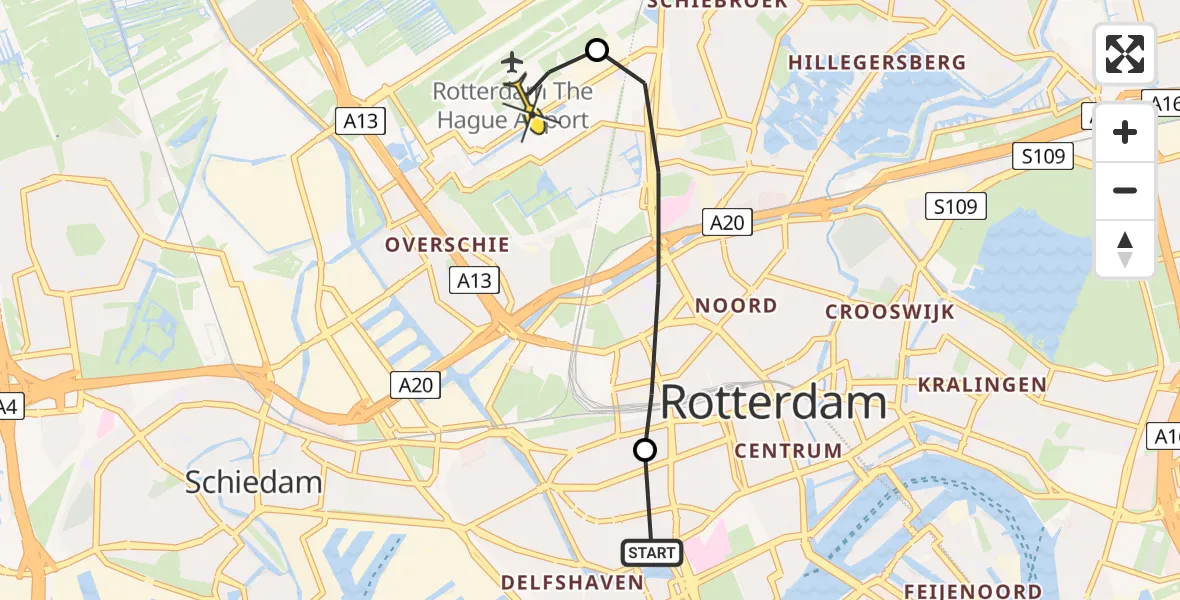 Routekaart van de vlucht: Lifeliner 2 naar Rotterdam The Hague Airport