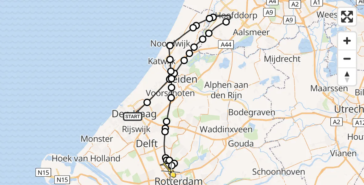 Routekaart van de vlucht: Lifeliner 2 naar Rotterdam The Hague Airport