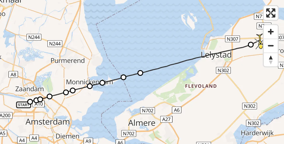 Routekaart van de vlucht: Lifeliner 1 naar Swifterbant