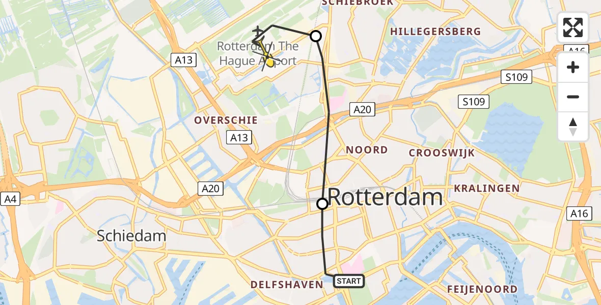 Routekaart van de vlucht: Lifeliner 2 naar Rotterdam The Hague Airport