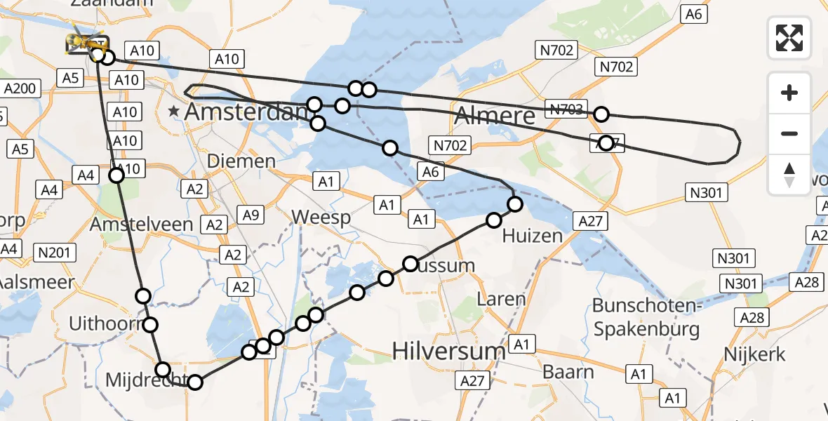 Vluchtroute Traumahelikopter Amsterdam Heliport - Amsterdam Heliport, 14 september 2023, 16:51