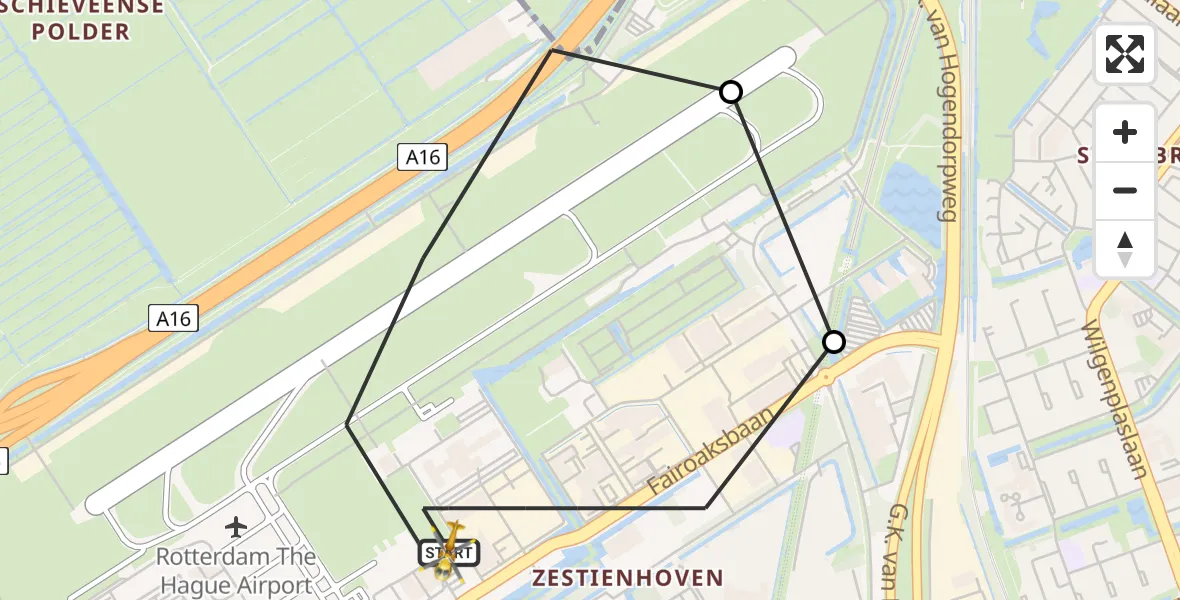 Vluchtroute Traumahelikopter Rotterdam The Hague Airport - Rotterdam The Hague Airport, 14 september 2023, 17:23