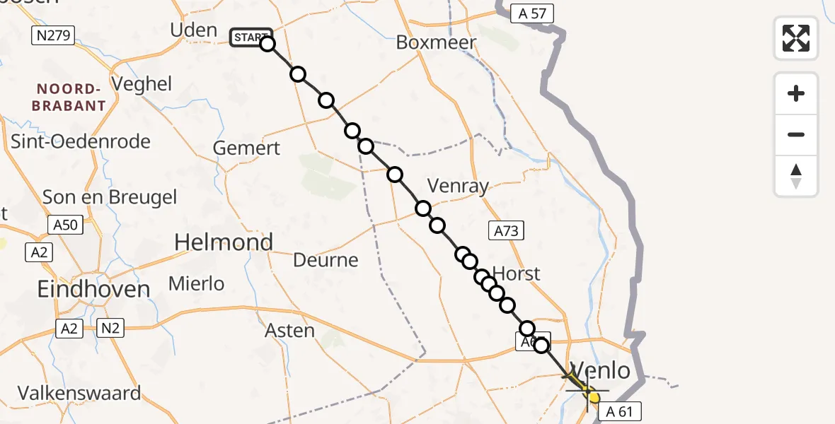 Routekaart van de vlucht: Lifeliner 3 naar Venlo