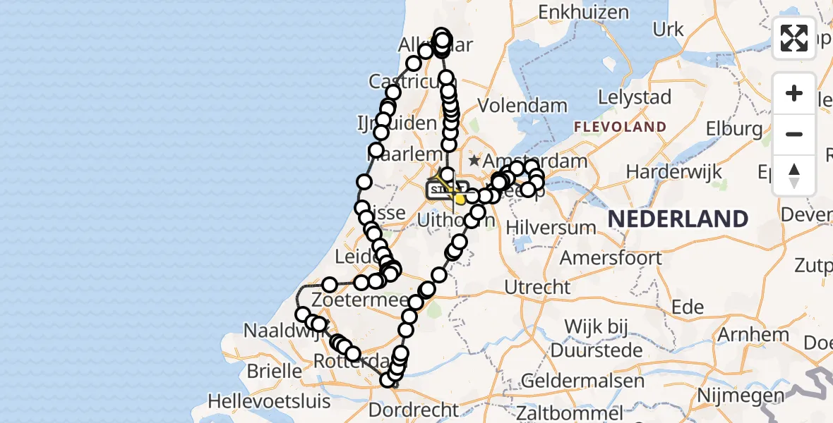Vluchtroute Politiehelikopter van Schiphol naar Schiphol