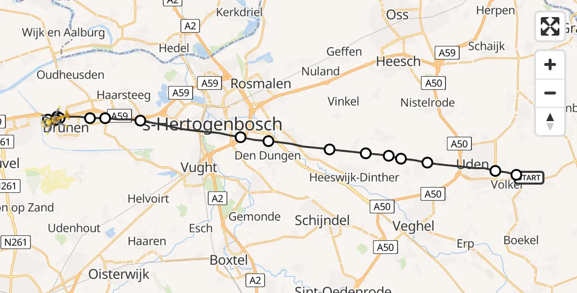 Vluchtroute Traumahelikopter Vliegbasis Volkel - , 14 september 2023, 20:15