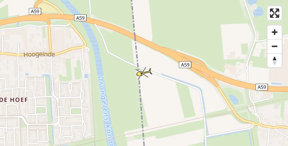 Routekaart van de vlucht: Traumahelikopter naar Drunen