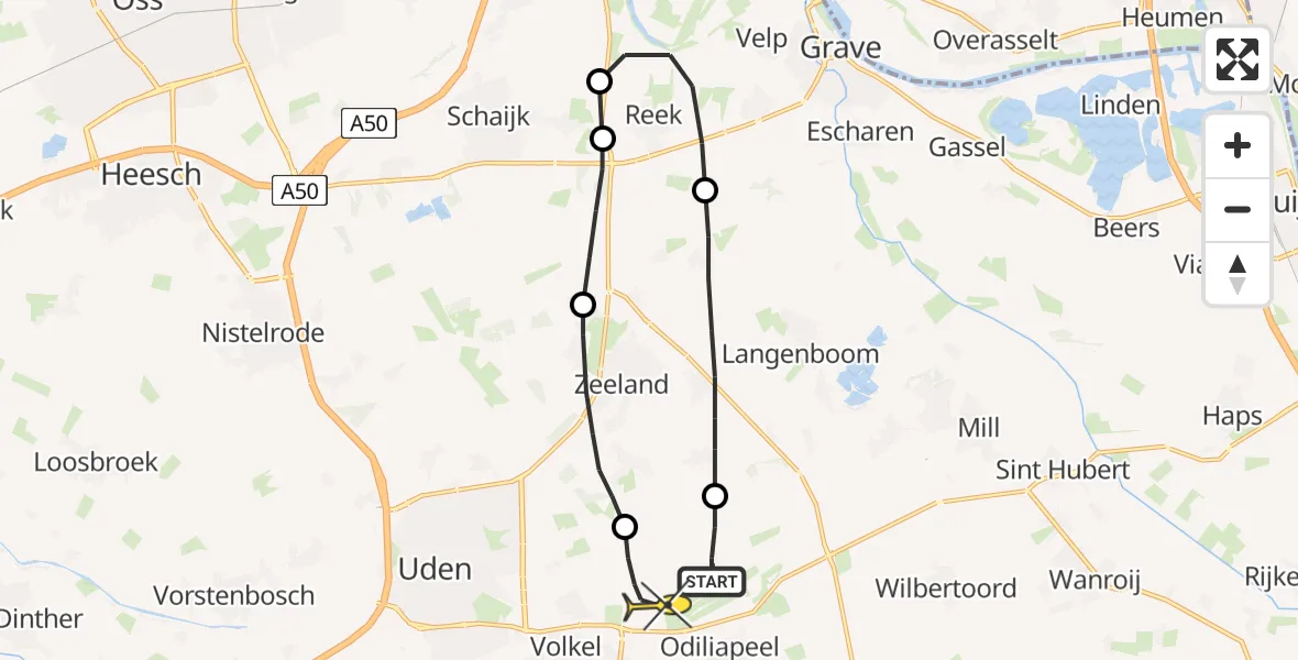 Routekaart van de vlucht: Lifeliner 3 naar Vliegbasis Volkel