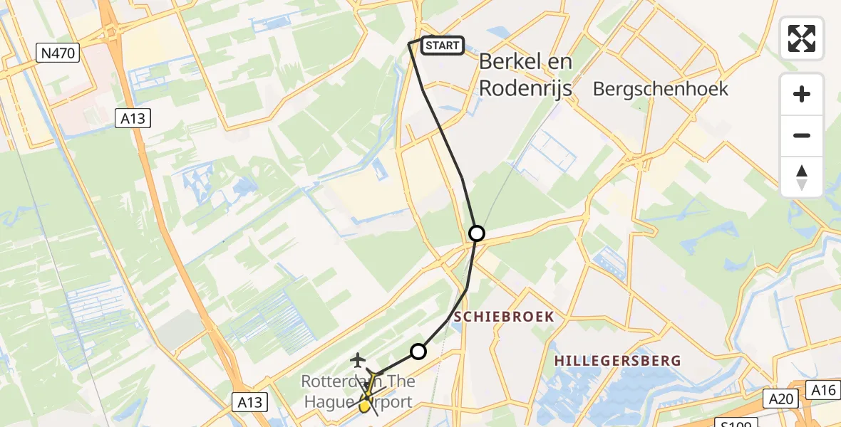 Routekaart van de vlucht: Lifeliner 2 naar Rotterdam The Hague Airport