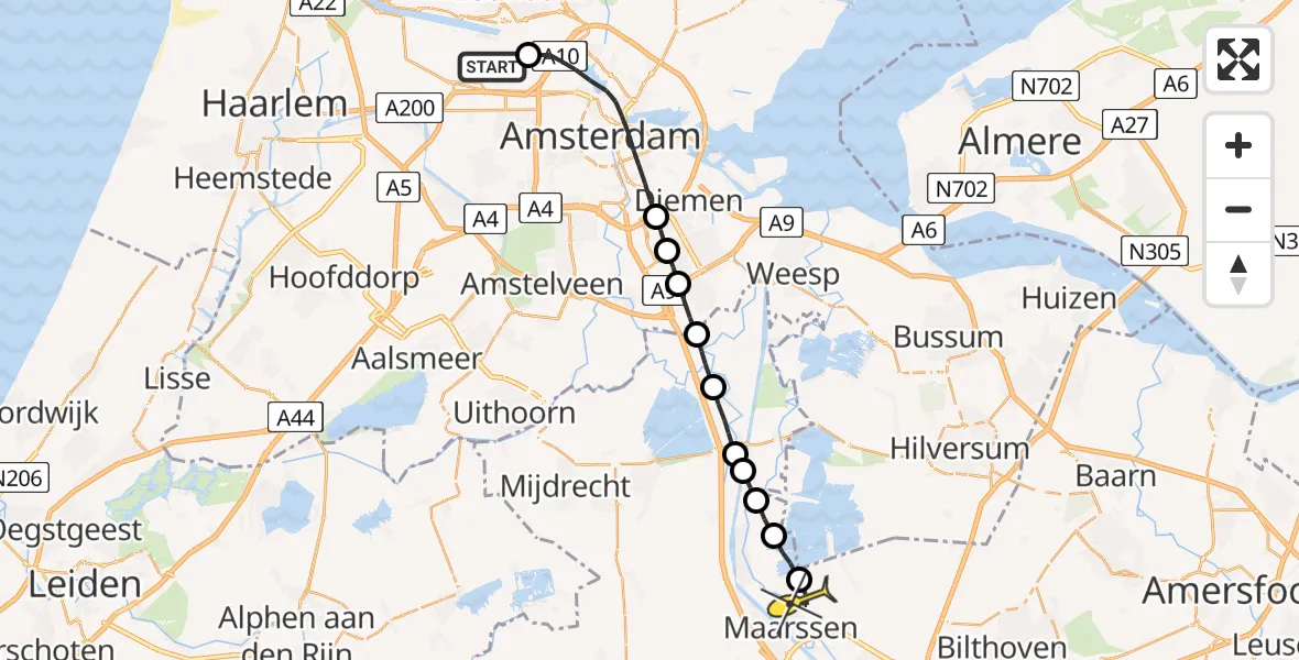 Routekaart van de vlucht: Lifeliner 1 naar Maarssen