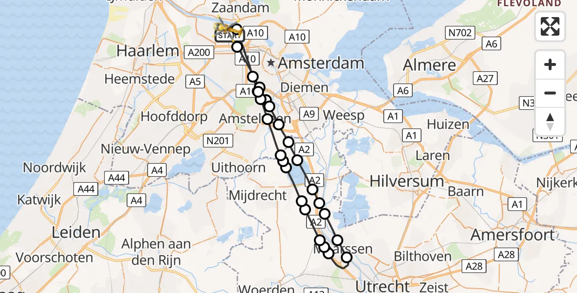 Vluchtroute Traumahelikopter Amsterdam Heliport - Amsterdam Heliport, 15 september 2023, 10:26
