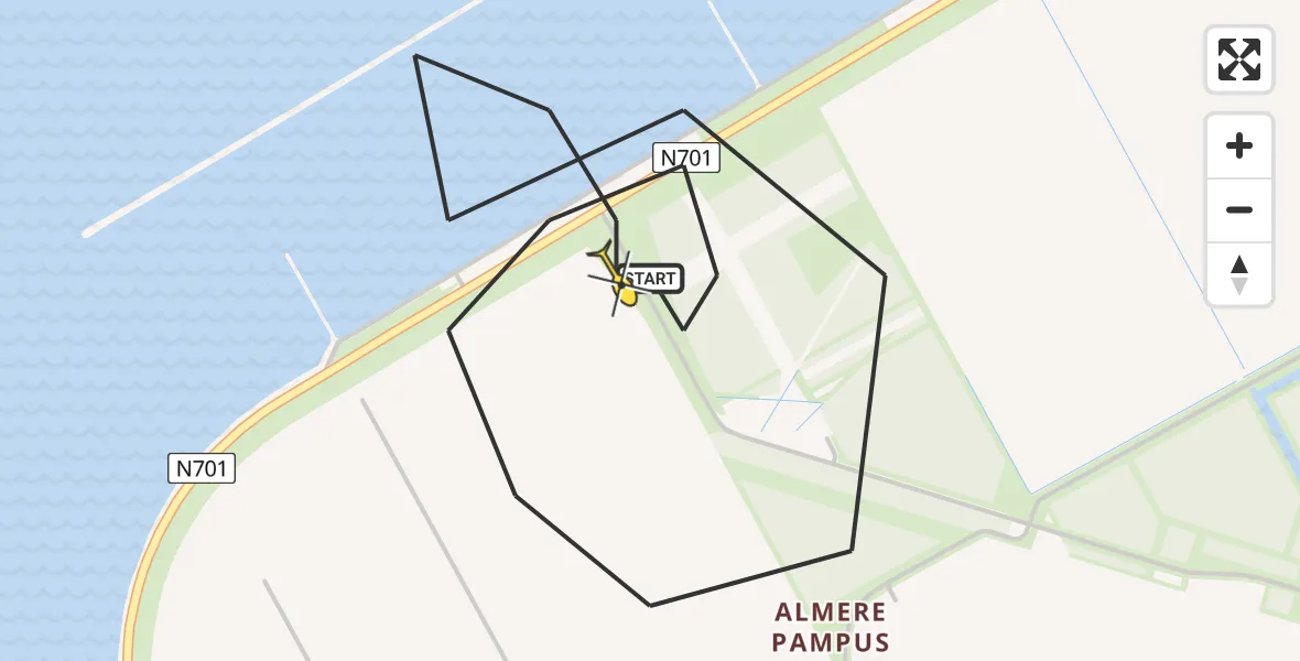 Routekaart van de vlucht: Politiehelikopter naar Almere