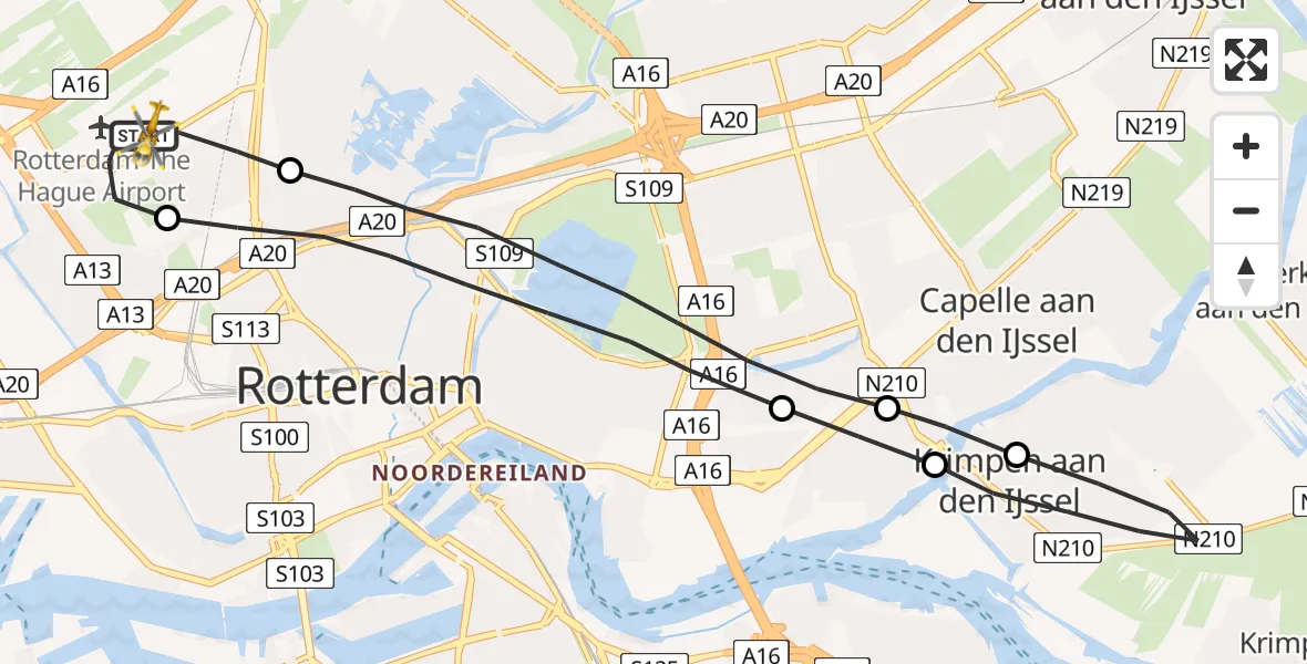 Vluchtroute Traumahelikopter Rotterdam The Hague Airport - Rotterdam The Hague Airport, 15 september 2023, 12:04