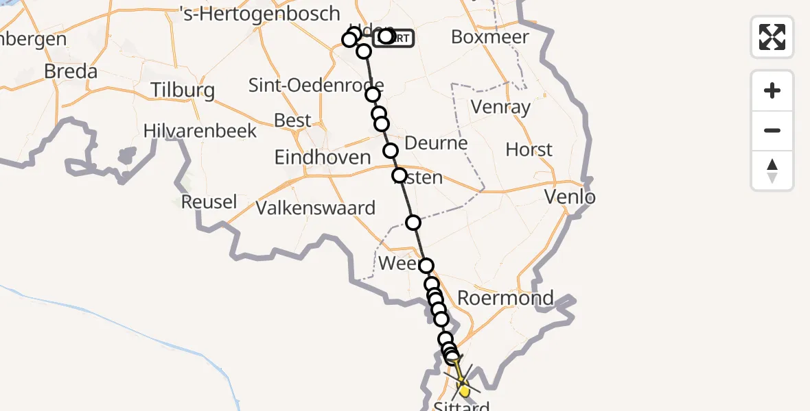 Routekaart van de vlucht: Lifeliner 3 naar Nieuwstadt