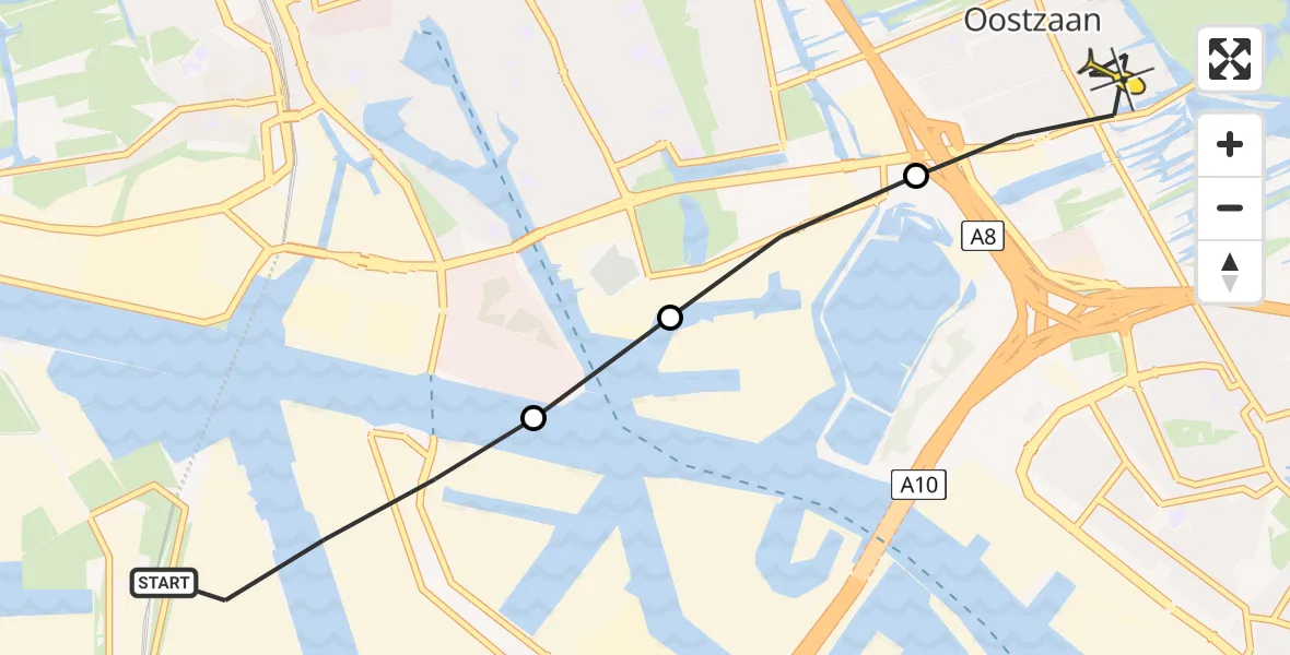 Routekaart van de vlucht: Lifeliner 1 naar Oostzaan