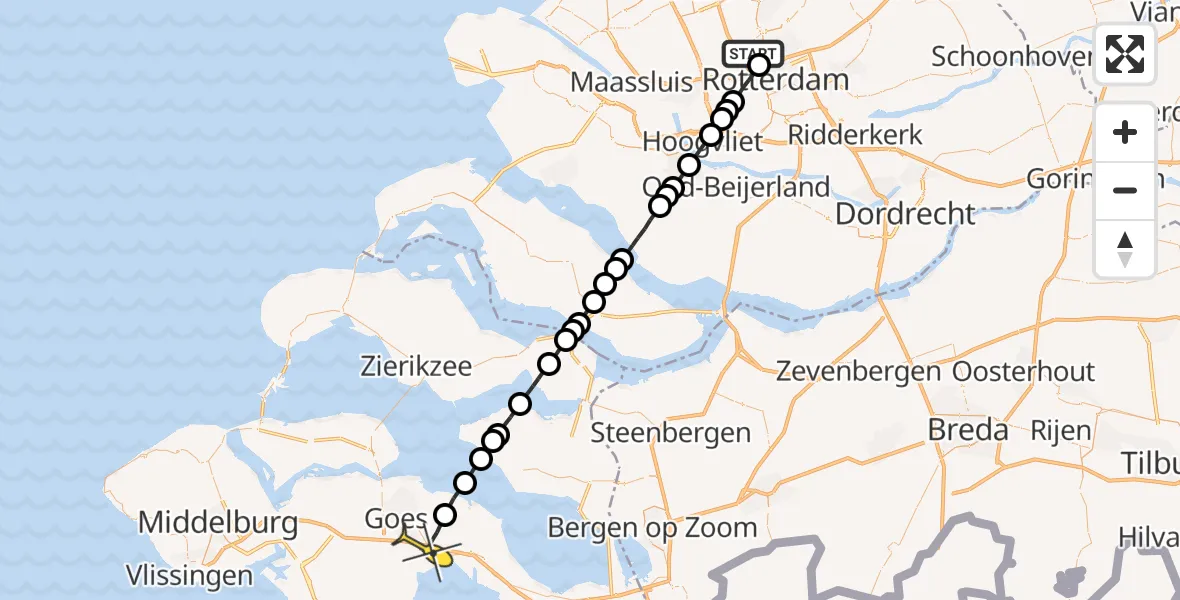 Routekaart van de vlucht: Lifeliner 2 naar Kapelle