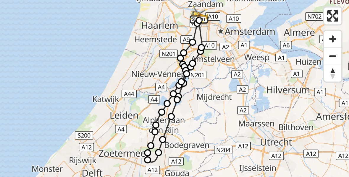 Vluchtroute Traumahelikopter Amsterdam Heliport - Amsterdam Heliport, 15 september 2023, 18:31