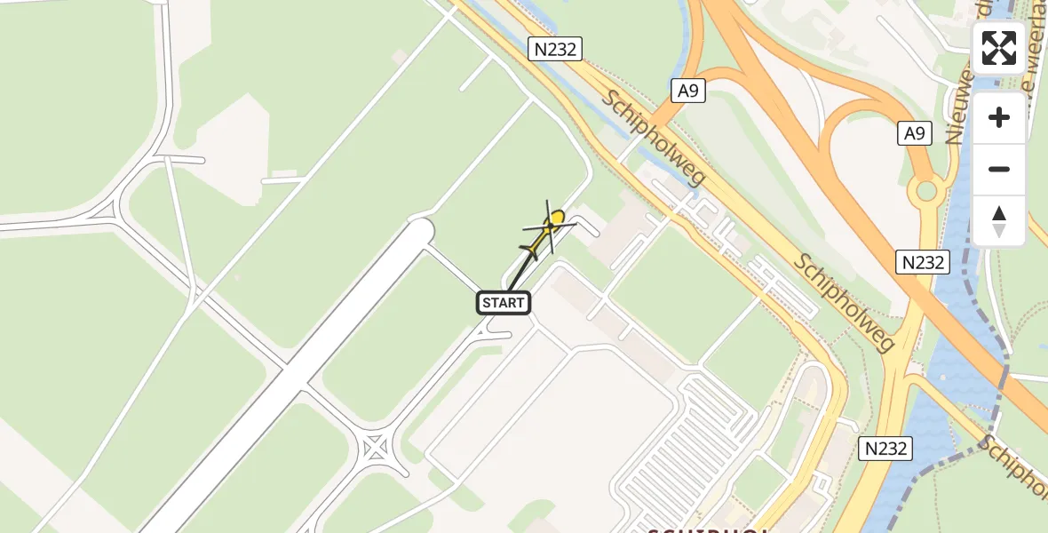 Vluchtroute Politiehelikopter van Schiphol naar Schiphol