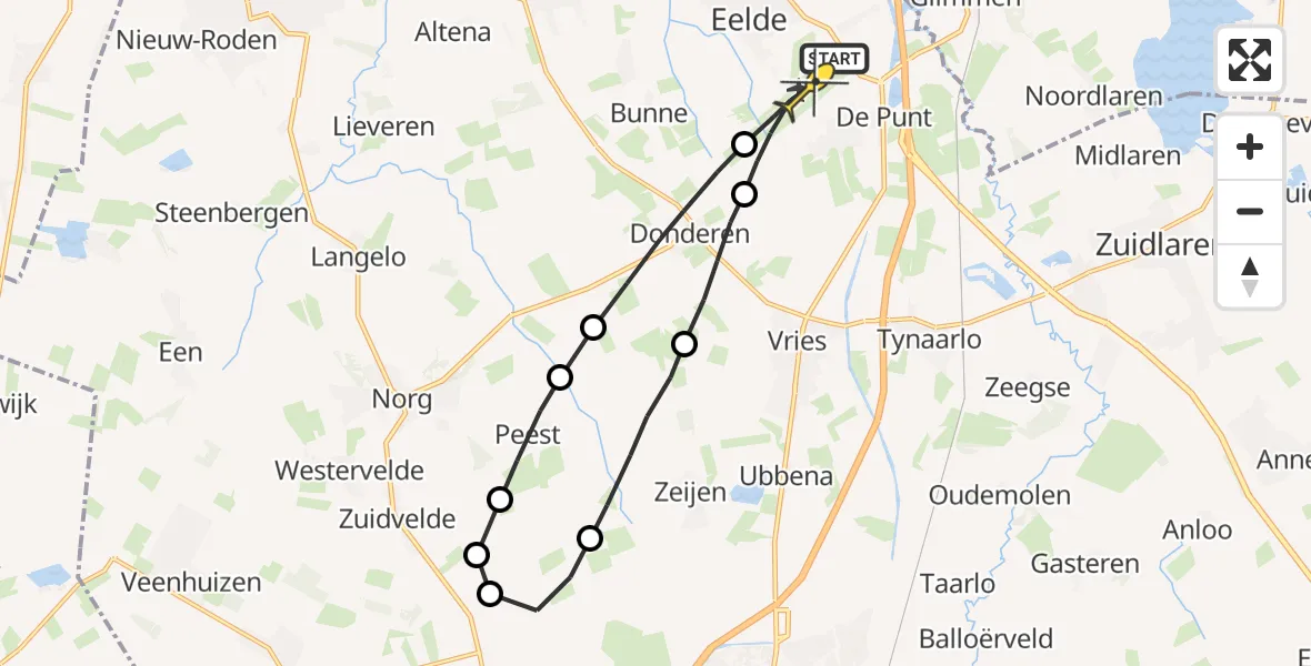 Routekaart van de vlucht: Lifeliner 4 naar Groningen Airport Eelde