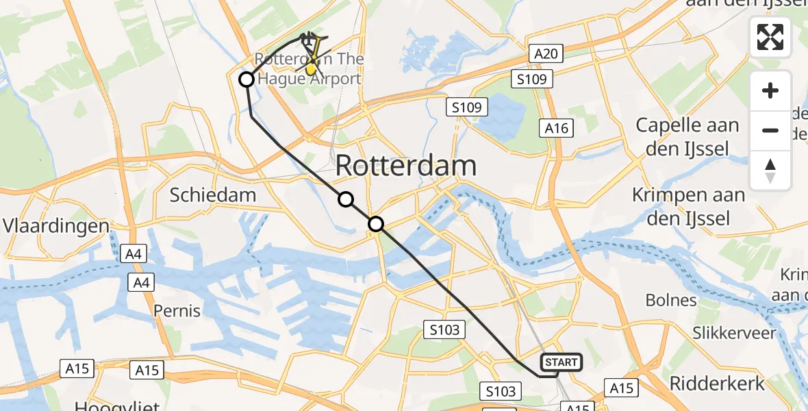 Routekaart van de vlucht: Lifeliner 2 naar Rotterdam The Hague Airport