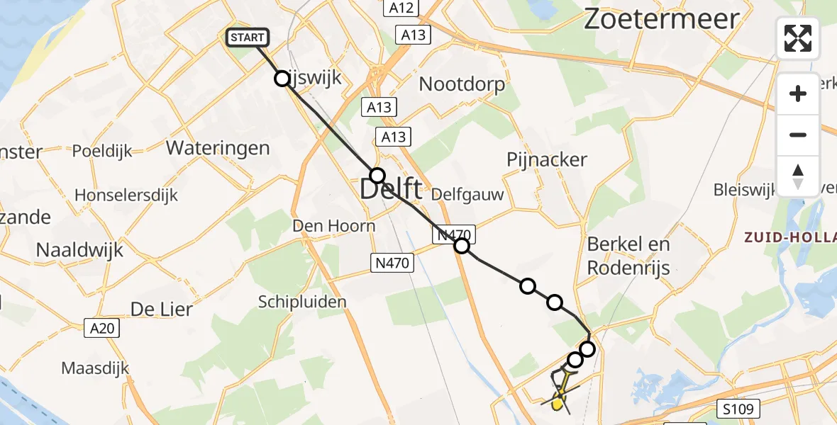 Routekaart van de vlucht: Lifeliner 2 naar Rotterdam The Hague Airport