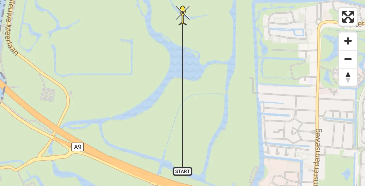Vluchtroute Politiehelikopter van Amstelveen naar Amstelveen