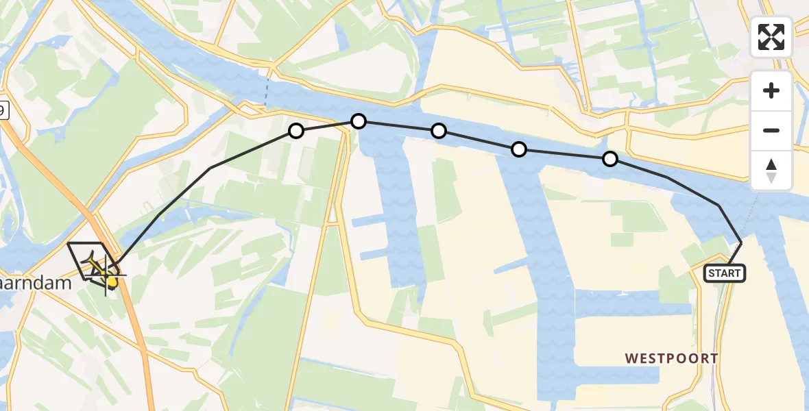 Routekaart van de vlucht: Lifeliner 1 naar Spaarndam