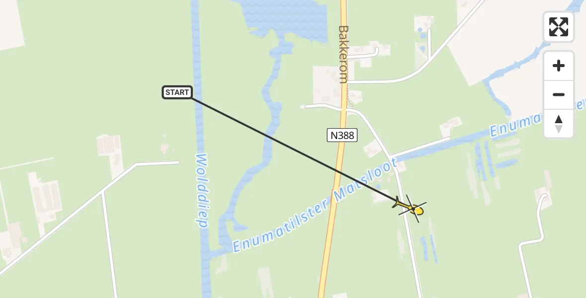 Routekaart van de vlucht: Traumahelikopter naar Boerakker