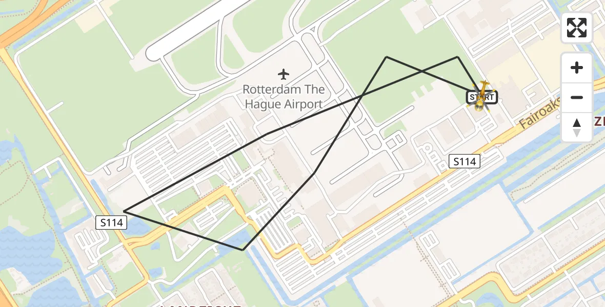 Vluchtroute Traumahelikopter Rotterdam The Hague Airport - Rotterdam The Hague Airport, 16 september 2023, 09:03